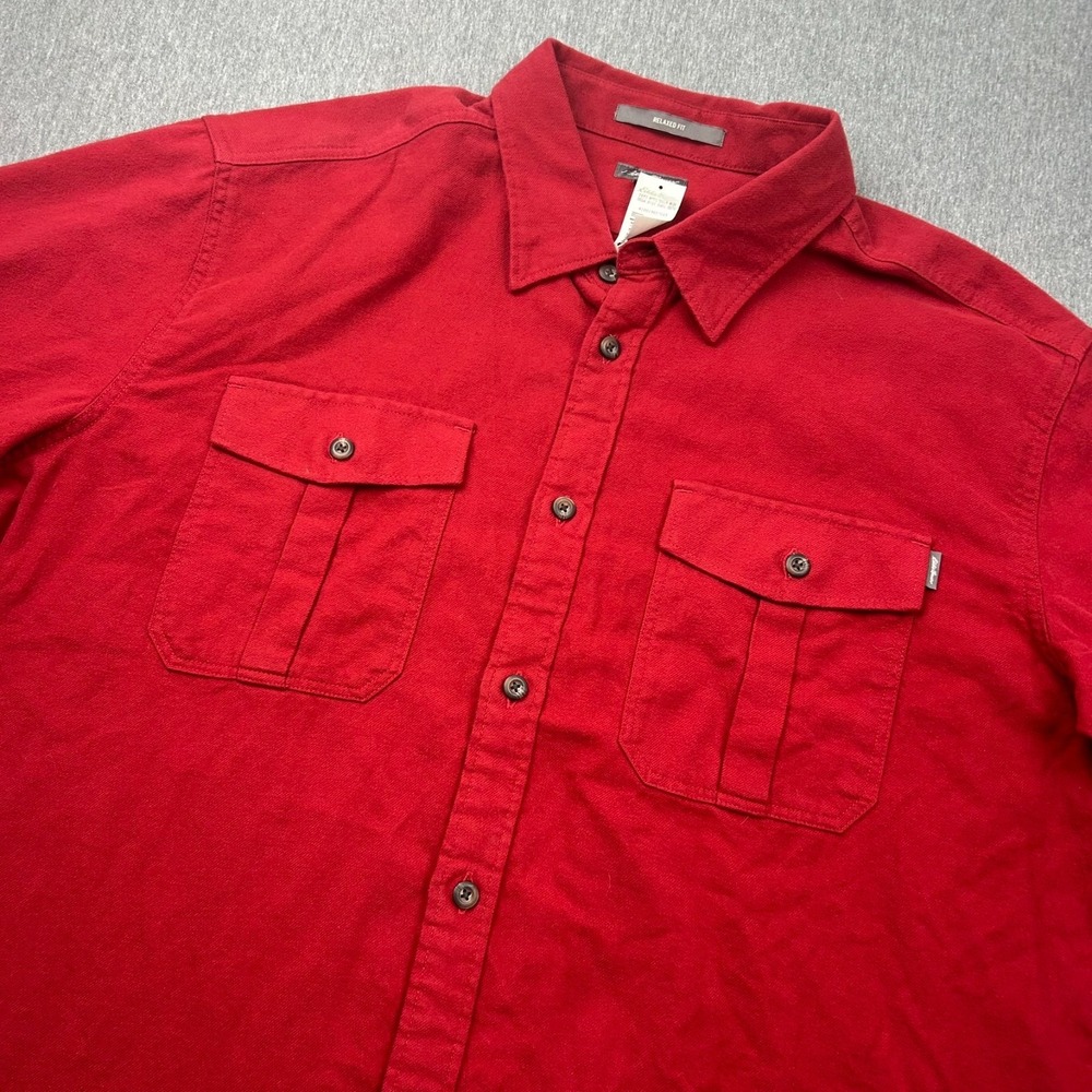 Eddie Bauer Relaxed Fit 2 Pocket Flannel Button Up Long Sleeve Shirt Mens XL Red